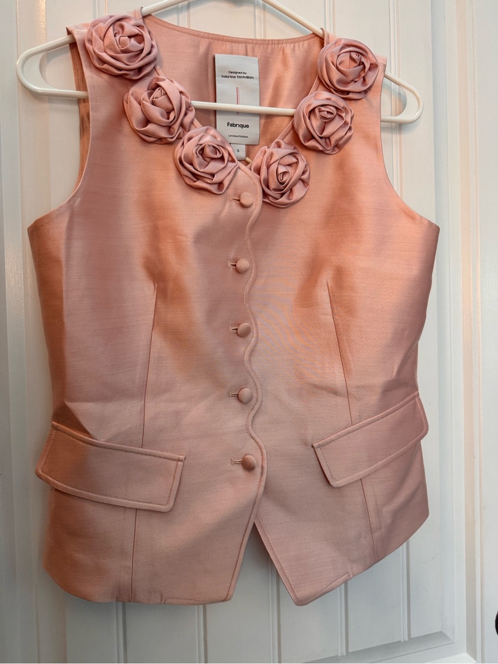 Fabrique by Sabrina Tachdjian Cloris 3D Floral Trim Vest Blush LIMITED EDITION